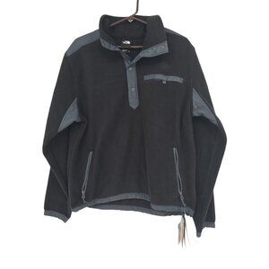 The North Face Mens Medium ROYAL ARCH 1/4 Snap Front Sherpa Black Jacket NWT